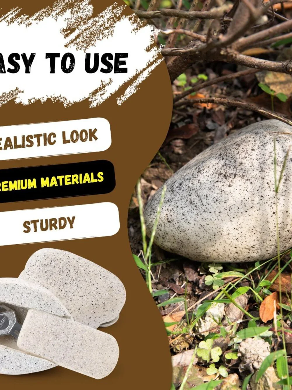 BarGifts Fake Rock Key Hider Safe for Outdoor Garden or Yard, Large Size Fake St